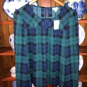 J Crew Black Watch Plaid Blouse - Price Reduced!